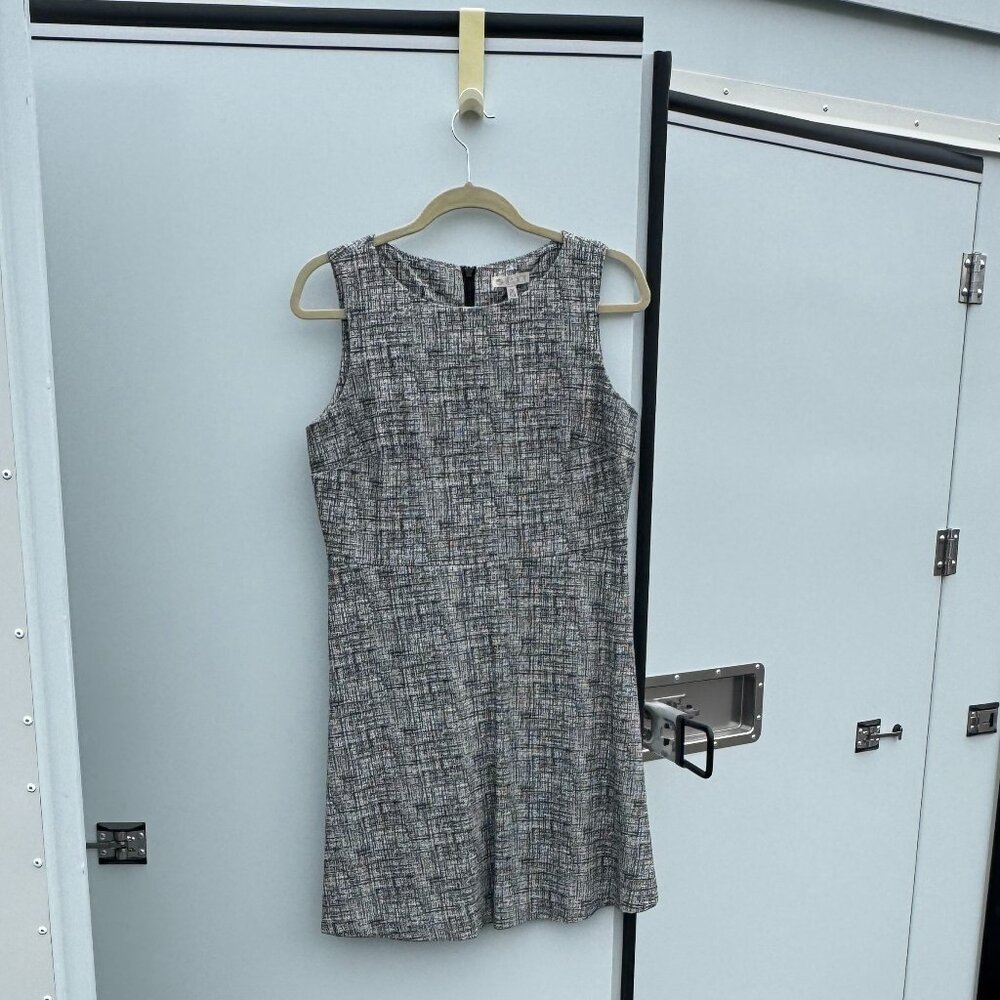 Lila Rose Sleeveless Black & White Textured A-Line Dress | US 8 CA 8 UK 12 EU 38